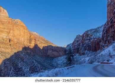 Snow Covered Zion National Park Utah Winter Landscape