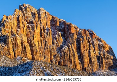 Snow Covered Zion National Park Utah Winter Landscape