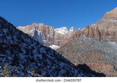 Snow Covered Zion National Park Utah Winter Landscape