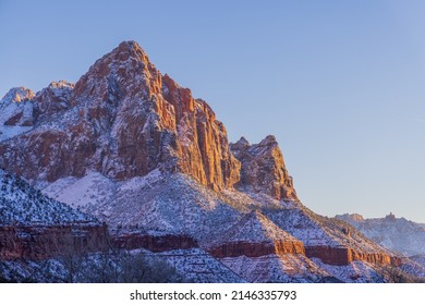 Snow Covered Zion National Park Utah Winter Landscape