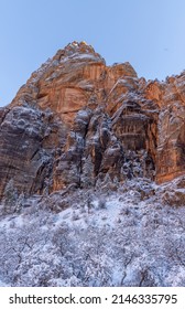 Snow Covered Zion National Park Utah Winter Landscape