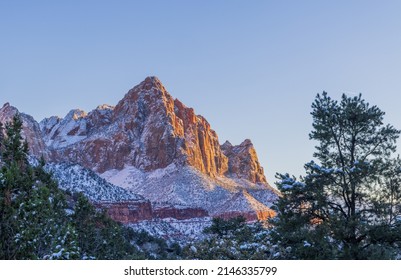 Snow Covered Zion National Park Utah Winter Landscape