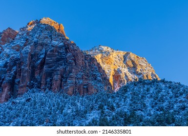 Snow Covered Zion National Park Utah Winter Landscape