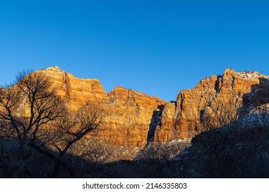 Snow Covered Zion National Park Utah Winter Landscape