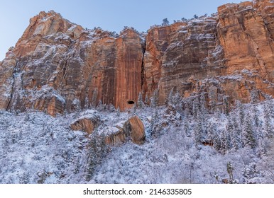 Snow Covered Zion National Park Utah Winter Landscape