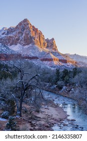 Snow Covered Zion National Park Utah Winter Landscape