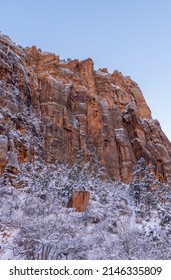 Snow Covered Zion National Park Utah Winter Landscape