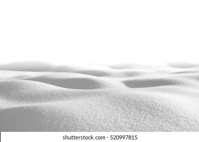 Snow drifts isolated white background in shades gray