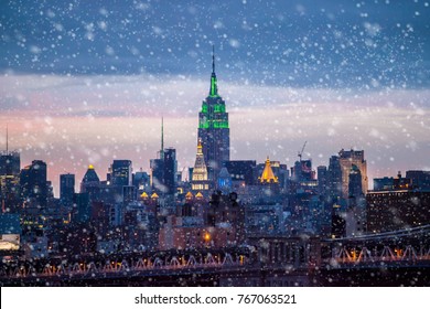 Snow Falling Down In New York City