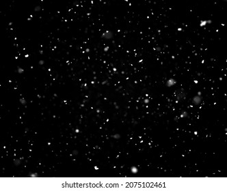 Snow falling on black background. Beautiful Nature Winter texture with snowfall. Natural pattern of snow. Design element - Shutterstock ID 2075102461