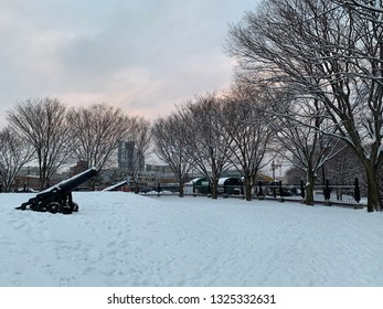 Snow In Fort Washington Park, Cambridge, MA