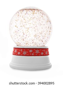 Snow Globe With Red Ribbon Isolated On White