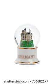 Snow Globe Travel Souvenier Destination Isolated On White Background