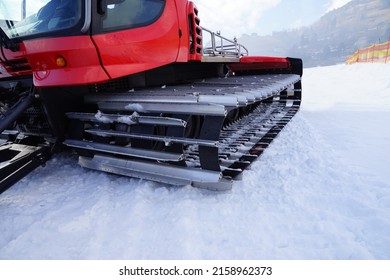 A Snow Groomer Machine On The Road