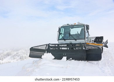 Snow Groomer At Work After A Snowstorm	