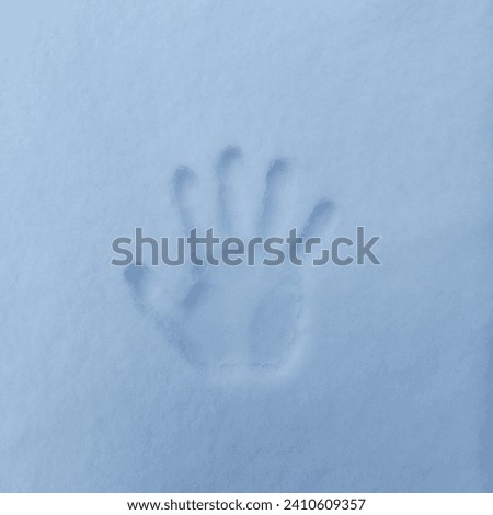 Snow  handprint, at my home.
 We had a lot of snow in our area yesterday.
I took a print of my right hand over snow.
I hope many of these photos will be delivered to people who need handprints engrave