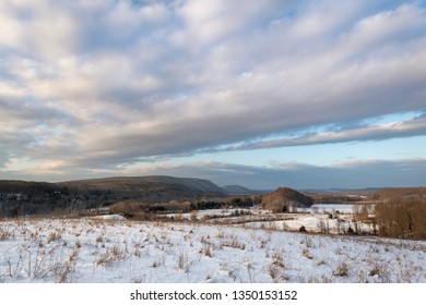 Snow Hillside Overlooking The Hudson Valley, Pine Plains, New York