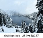 Snow Lake viewed during a hike on the Snow Lake Trail in North Bend, Washington State