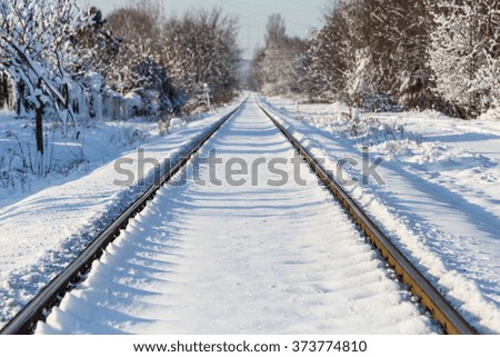 Snow landscape and railway track