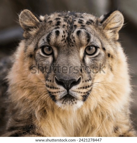 A snow leopard on the snow place