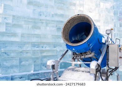 Snow making machine in the snow field
