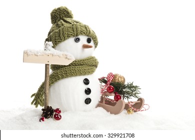 Snow Man With Christmas Decoration