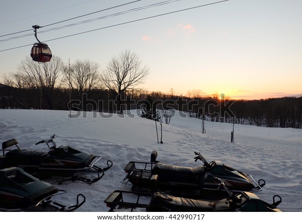 snow mobile cable\
car sun set snow winter