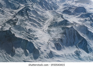 Snow Mountain Aerial View In Chile