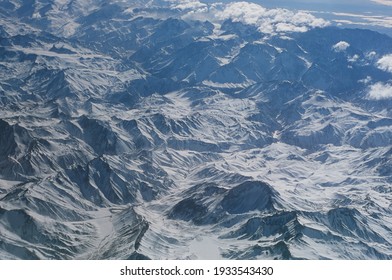 Snow Mountain Aerial View In Chile