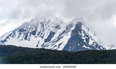 Snow mountain in the clouds