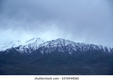 Snow mountain peak while snow storm in coming, dark tone of mountain landscape in Leh Ladakh, Jammu and Kashmir, India