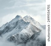 Snow Mountain,realistic, photography, white, grey, fog, clouds, travel