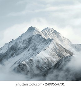 Snow Mountain,realistic, photography, white, grey, fog, clouds, travel - Powered by Shutterstock