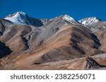 Snow mountains of Ladakh. Beautiful peak view of Himalayas. Natural beauty of Ladakh in India. Famous tourist place in the world Travel and Landscape photography. 