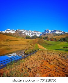 Snow On The Drakensberg Mountains In October - A View From Drakensberg Gardens.