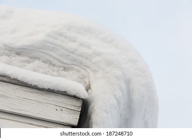 Snow On A House Roof In Inari, Finland