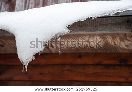 Snow on the roof - closeup background