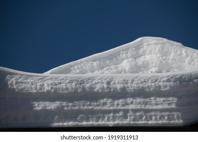 Snow On Roof Top Heavy And Layered With Deep Blue Sky Space For Type Horizontal Format 