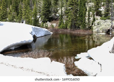 Snow Packs  Around Parts Of Dream Lake.