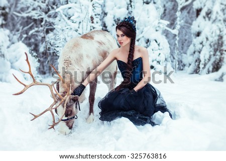 Snow Queen frozen with deer