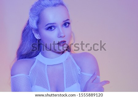 Similar – Image, Stock Photo Girl with snowy hair Joy