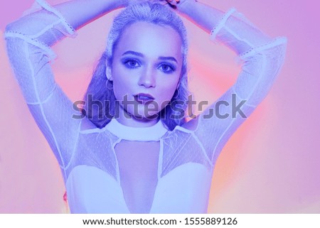 Similar – Image, Stock Photo Girl with snowy hair Joy