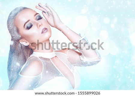 Similar – Image, Stock Photo Girl with snowy hair Joy