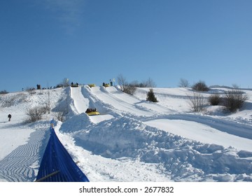 Snow Rafting At Quebec Carnaval.