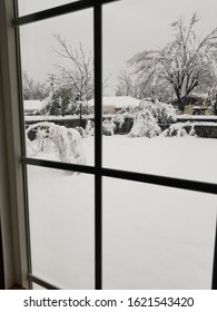 Snow scene though the window