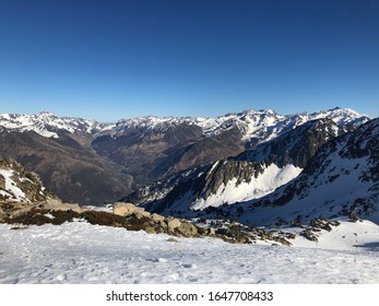 Snow And Ski Landscape In Luz Ardiden, French Pyrenees