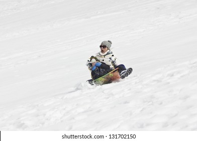 Snow Sledding Crash