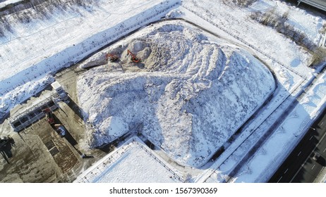 Snow storage at a snowmaking facility