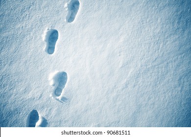 Snow texture with foot prints