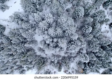 Snow Time In French Pyrenees From The Sky